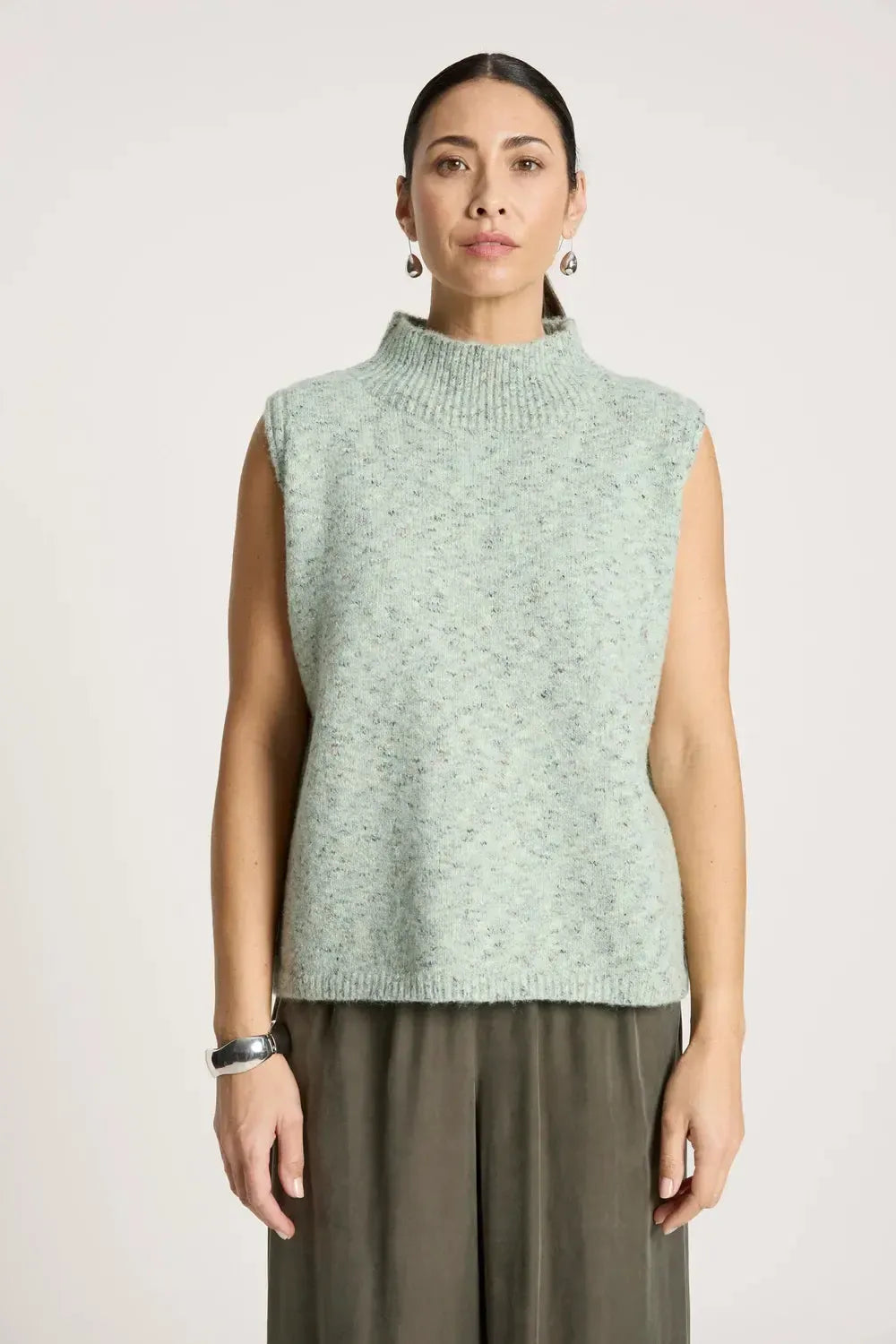 Zarda Knit Vest - Sage-Jackets, Coats & Vests-Eb & Ive-The Bay Room