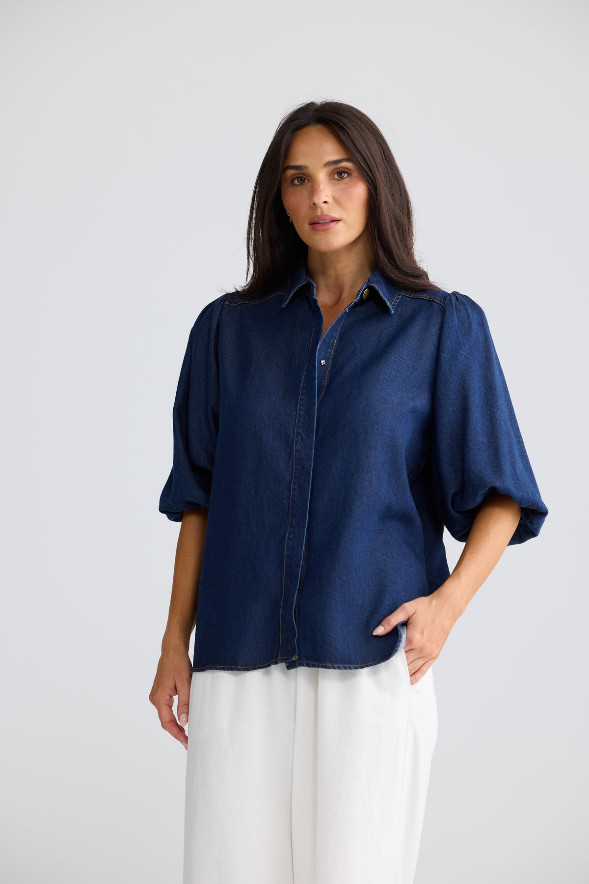 Zelda Blouse - Indigo-Tops-Brave & True-The Bay Room