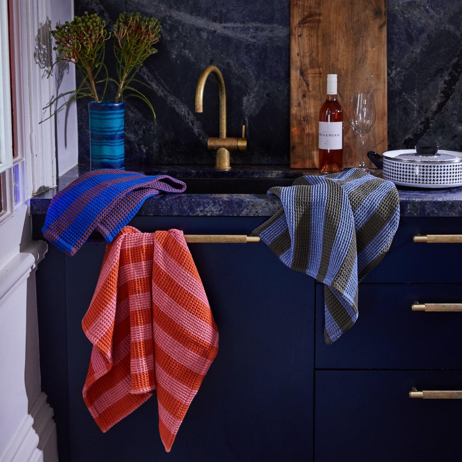 Zelia Stripe Tea Towel - Cosmos-Soft Furnishings-Sage & Clare-The Bay Room