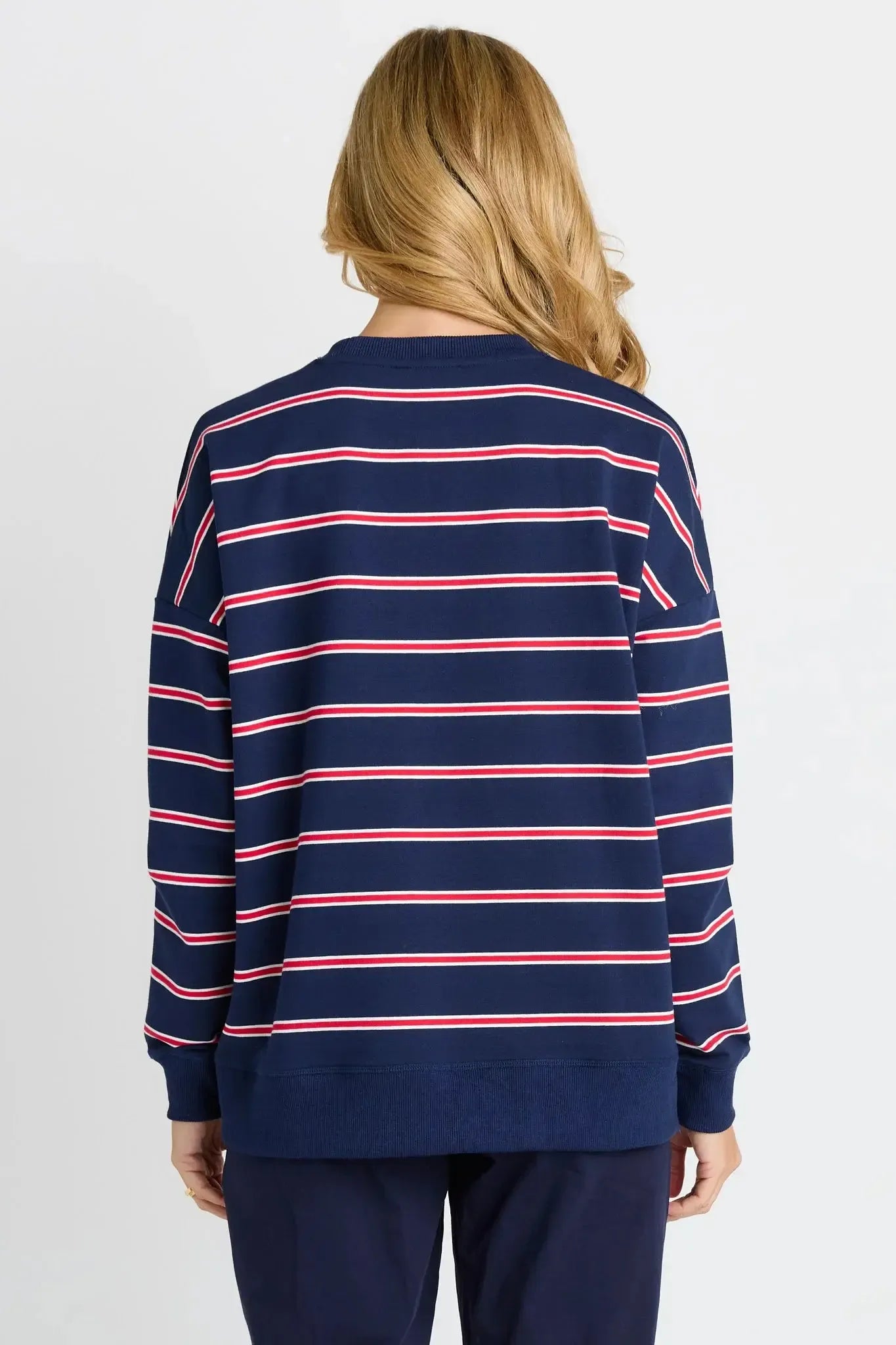 Ziggy Sweat - Navy/Red Stripe-Knitwear & Jumpers-Betty Basics-The Bay Room