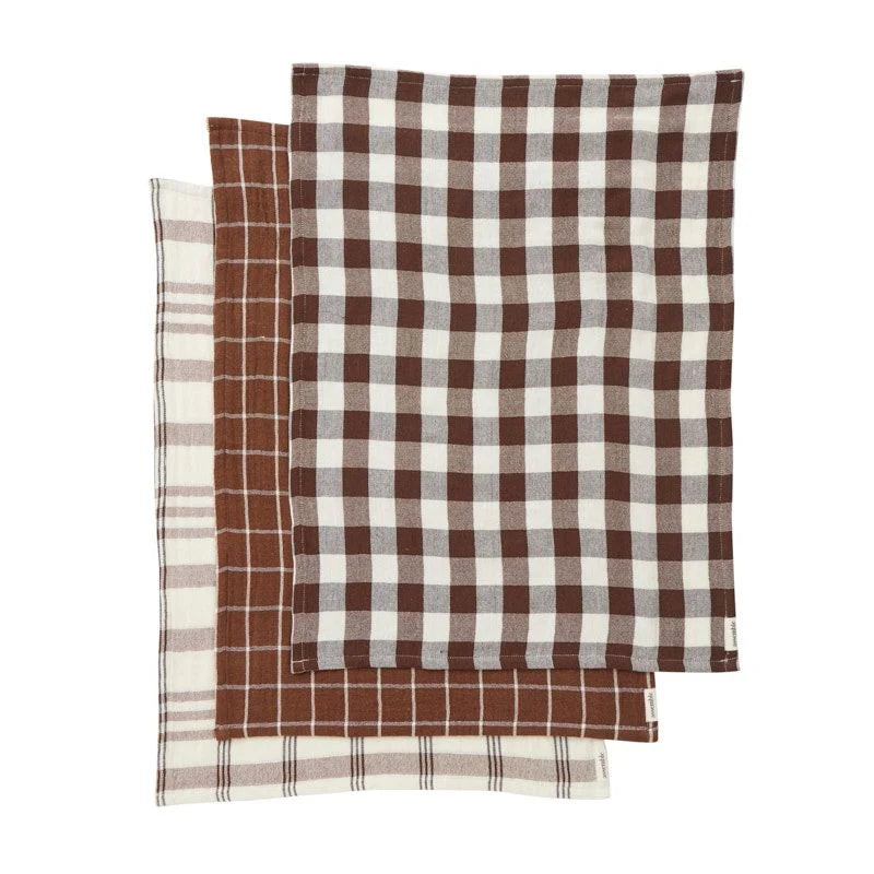 Kit Set/3 Recycled Cotton Tea Towel 50x70cm Cocoa
