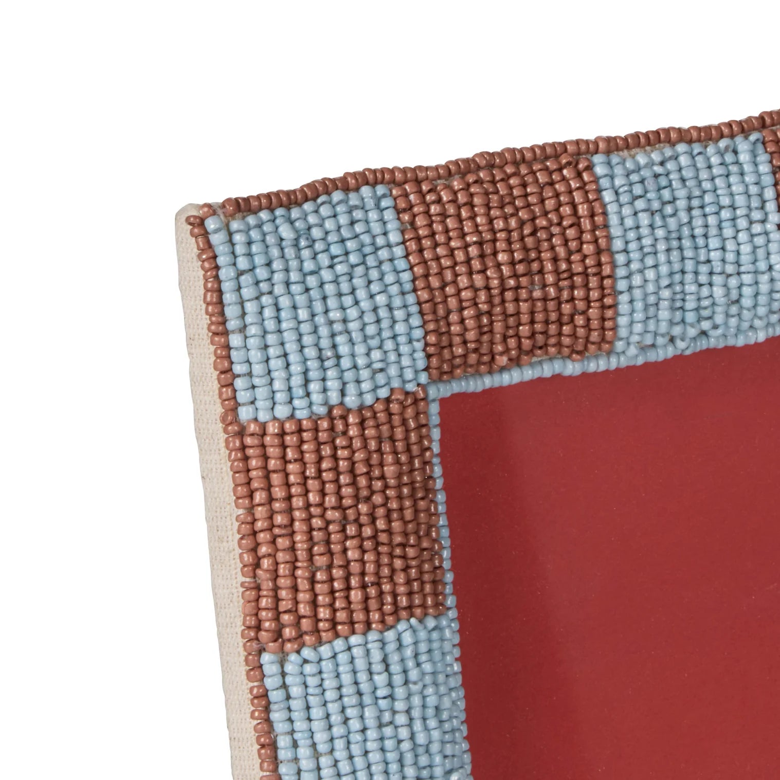 Ruby Beaded Check Photo Frame 17x1x22cm Blue & Brown