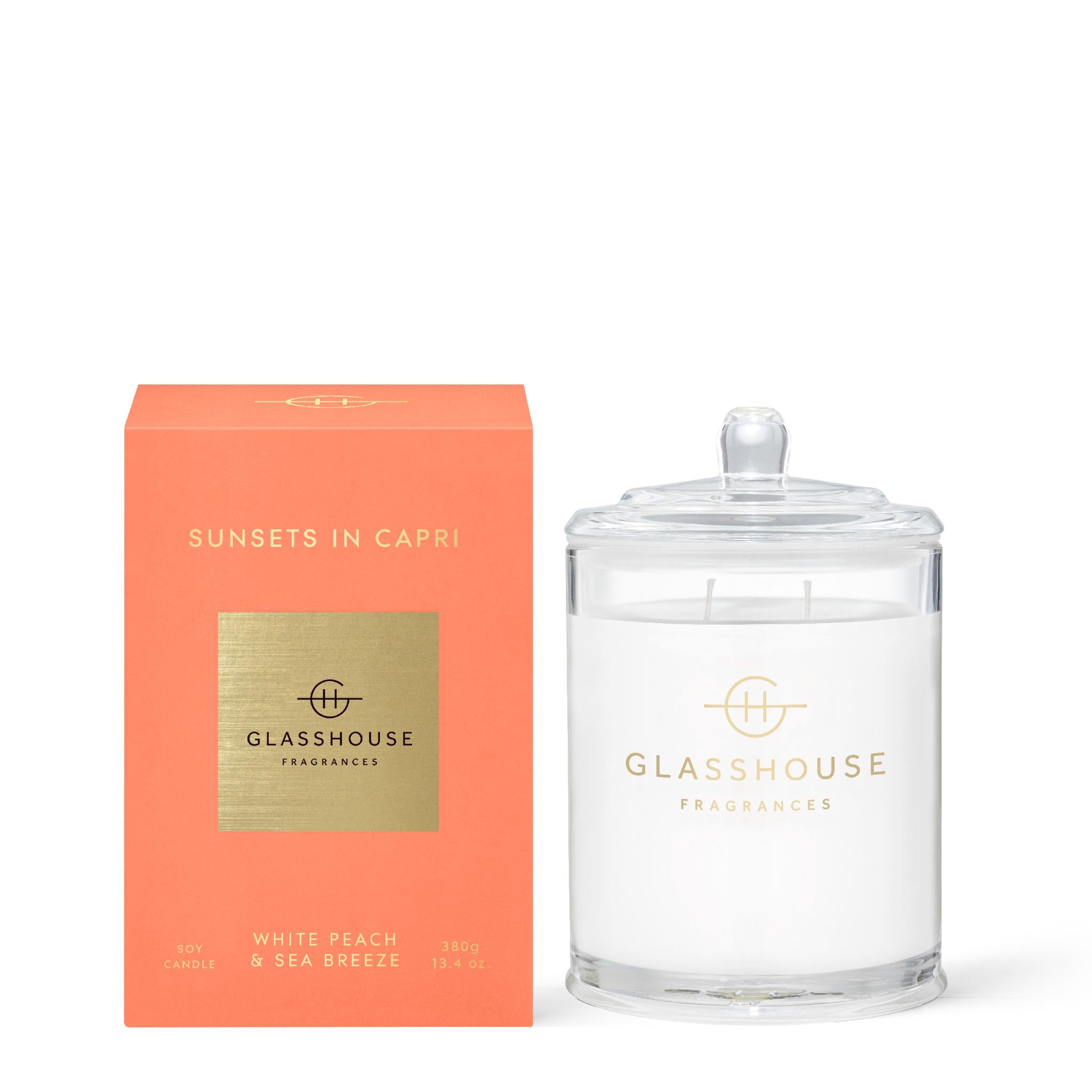 380g Soy Candle - Asst Fragrances-Candles & Fragrance-Glasshouse-Sunsets In Capri-The Bay Room