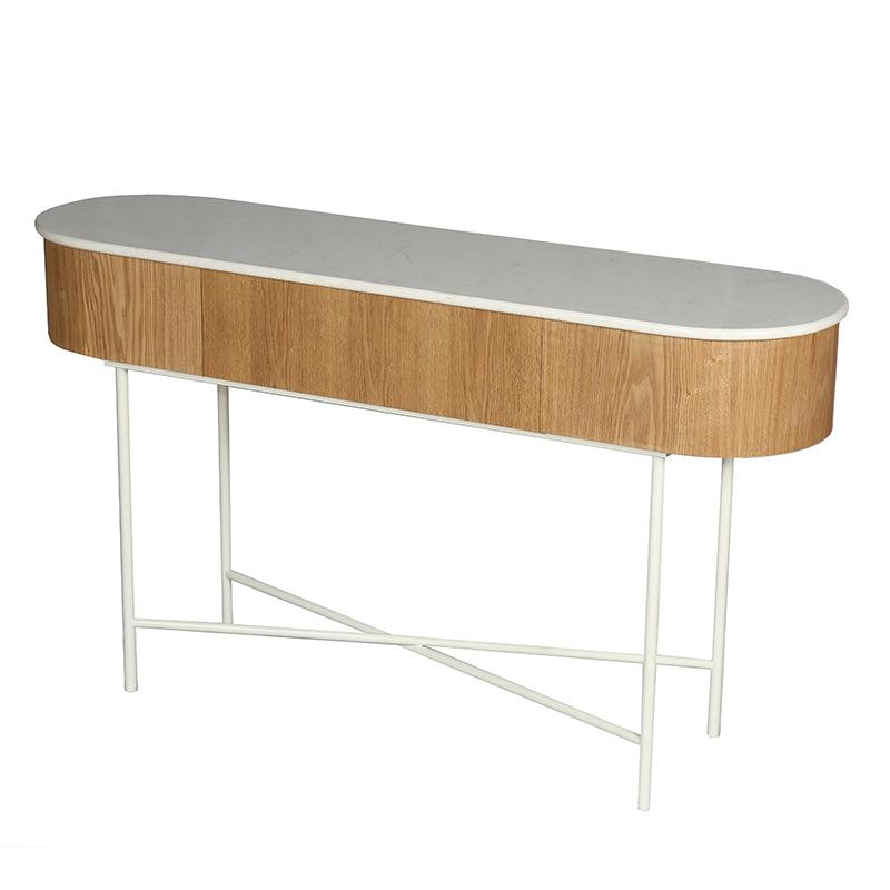 Adeline Oak Marble Console-Furniture-Madras Link-The Bay Room