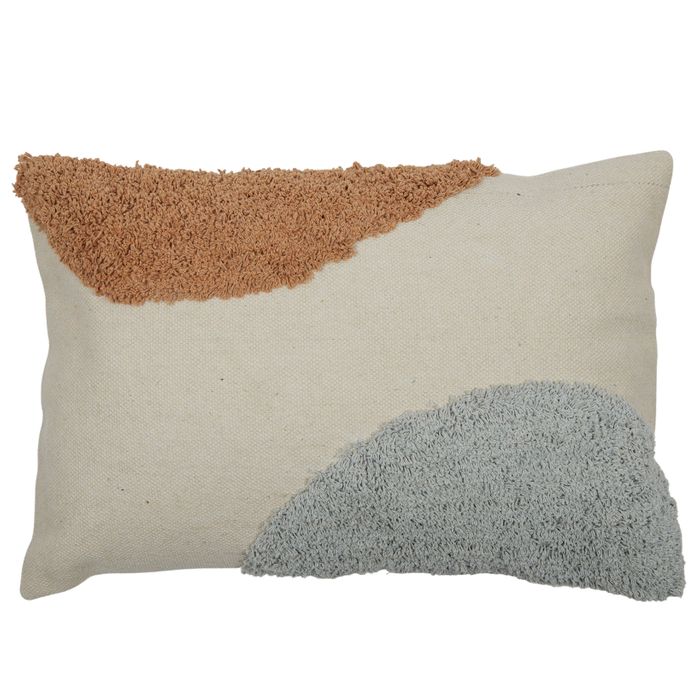 Anisah Cotton Cushion 40x60cm - Tan/Blue-Soft Furnishings-Coast To Coast Home-The Bay Room