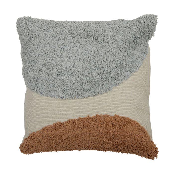 Anisah Cotton Cushion 50x50cm - Tan/Blue-Soft Furnishings-Coast To Coast Home-The Bay Room