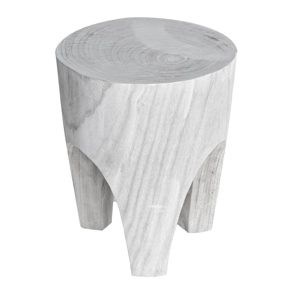 Arabella Paulownia Wood Stool - White-Furniture-Maine & Crawford-The Bay Room