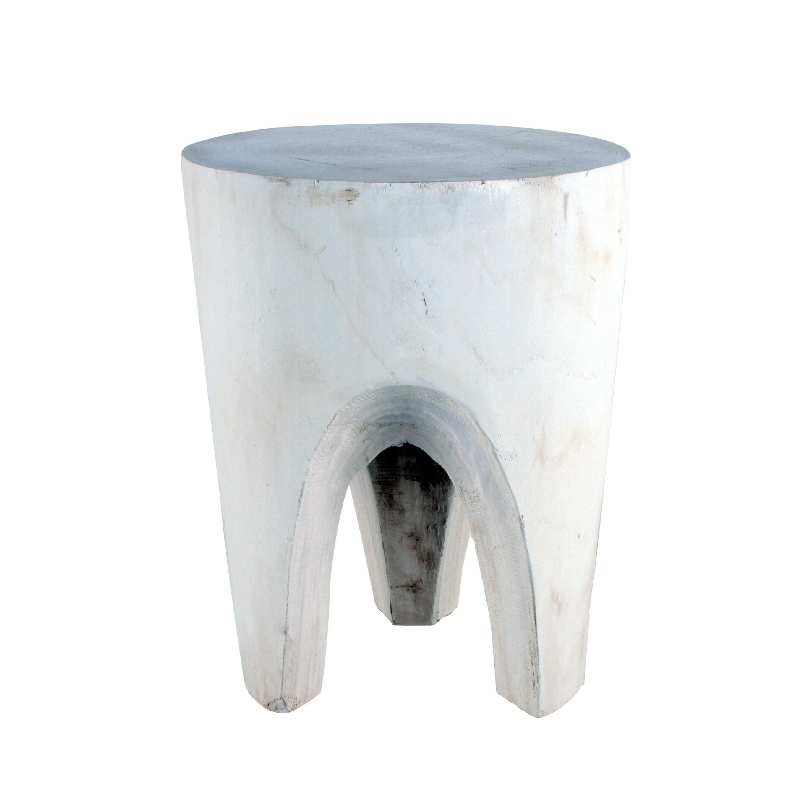 Arabella Paulownia Wood Stool - White-Furniture-Maine & Crawford-The Bay Room