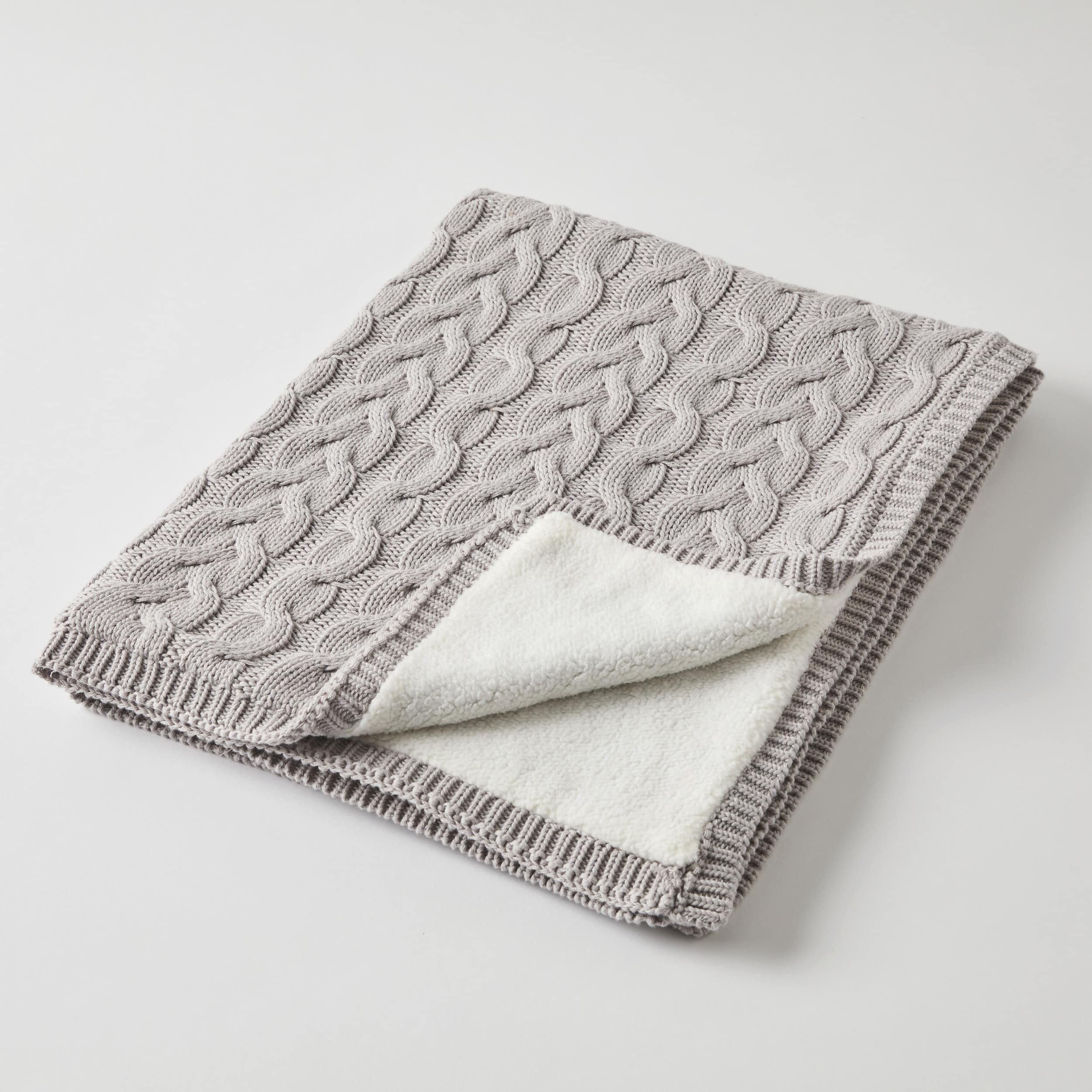 Aurora Cable Knit Baby Blanket - Silver/Cream-Soft Furnishings-Pilbeam Living-The Bay Room