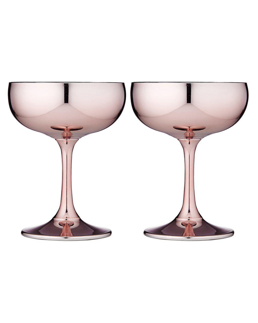 Aurora Rose Gold 2pk Coupe Glass-Dining & Entertaining-Tempa-The Bay Room
