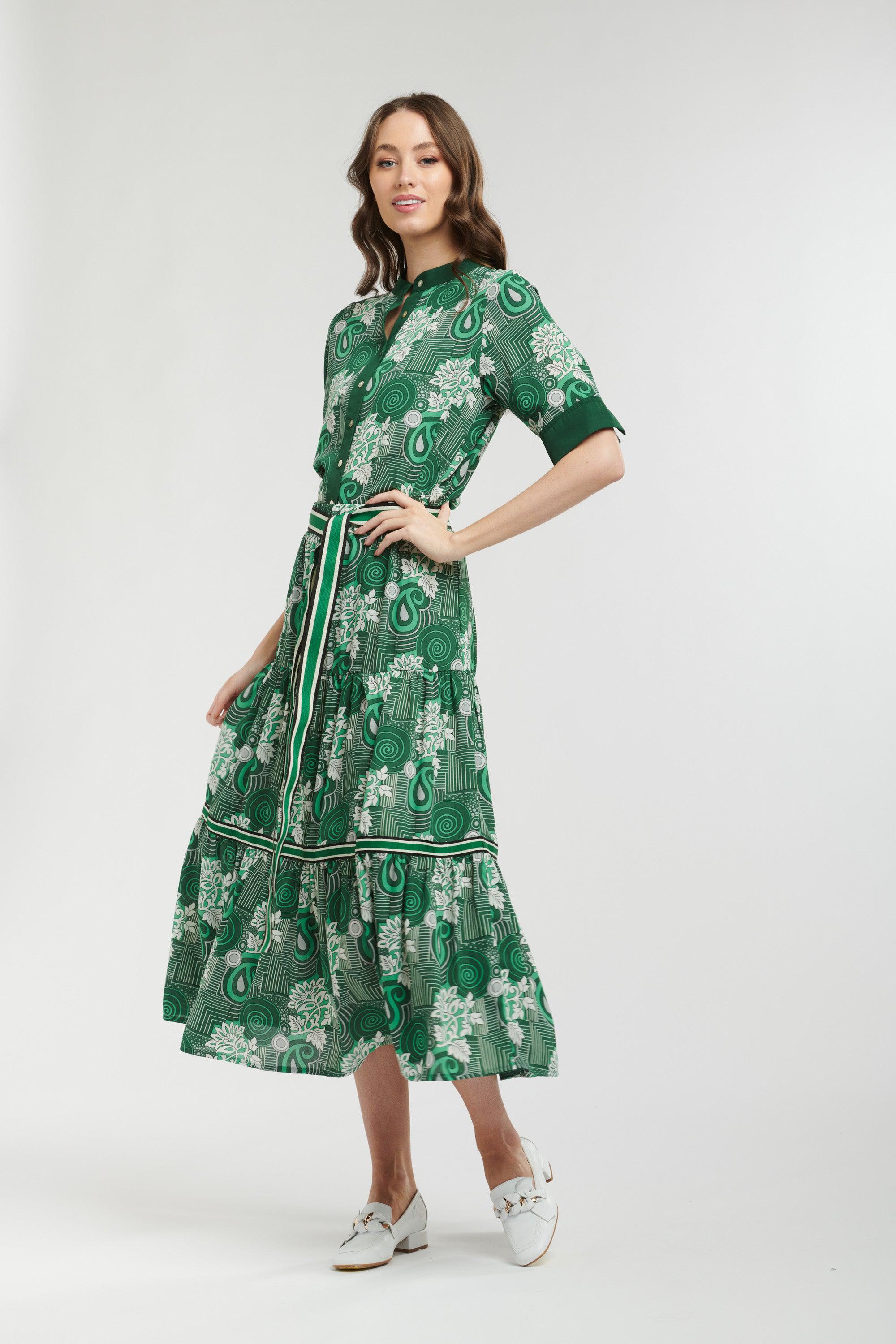 Avery Blouse - Maze Green-Dresses-365 Days-The Bay Room