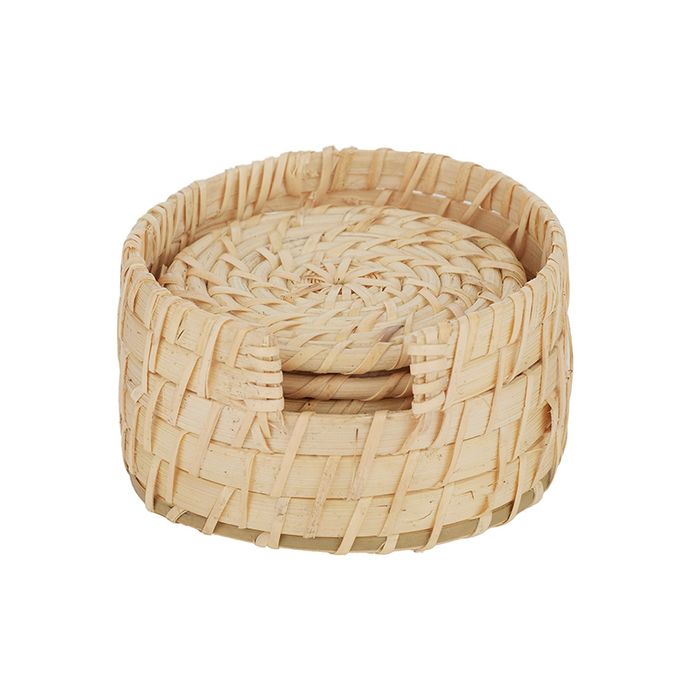 Borocay Set/6 Rattan Coasters with Holder-Dining & Entertaining-Coast To Coast Home-The Bay Room