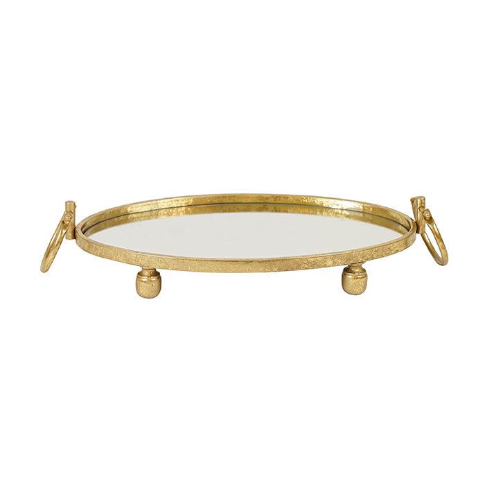 Clay Iron Gold Mirror Tray Oval-Decor Items-Pure Homewares-The Bay Room