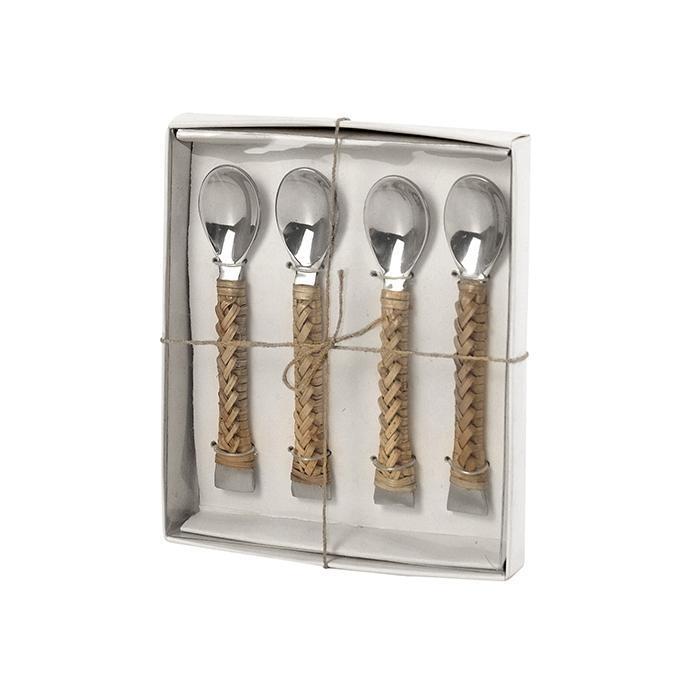 Cooma Set/4 Silver & Rattan Spoons-Dining & Entertaining-Pure Homewares-The Bay Room