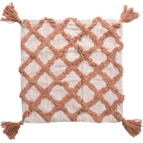 Cotton Slub Tassel Cushion Mink 45x45cm-Soft Furnishings-DWBH-The Bay Room
