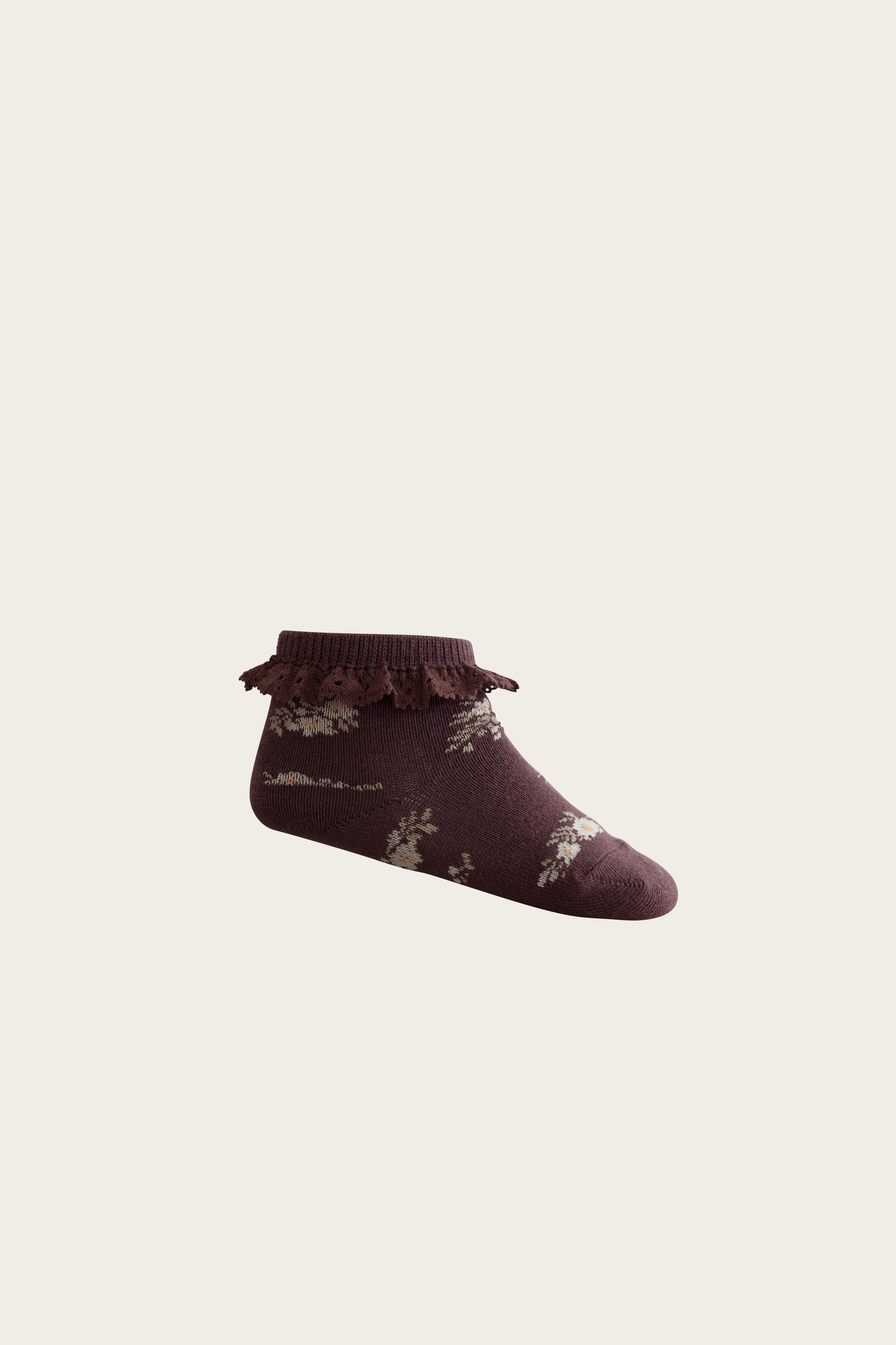 Frill Ankle Sock - Petite Fleur Blackberry-Clothing & Accessories-Jamie Kay-The Bay Room