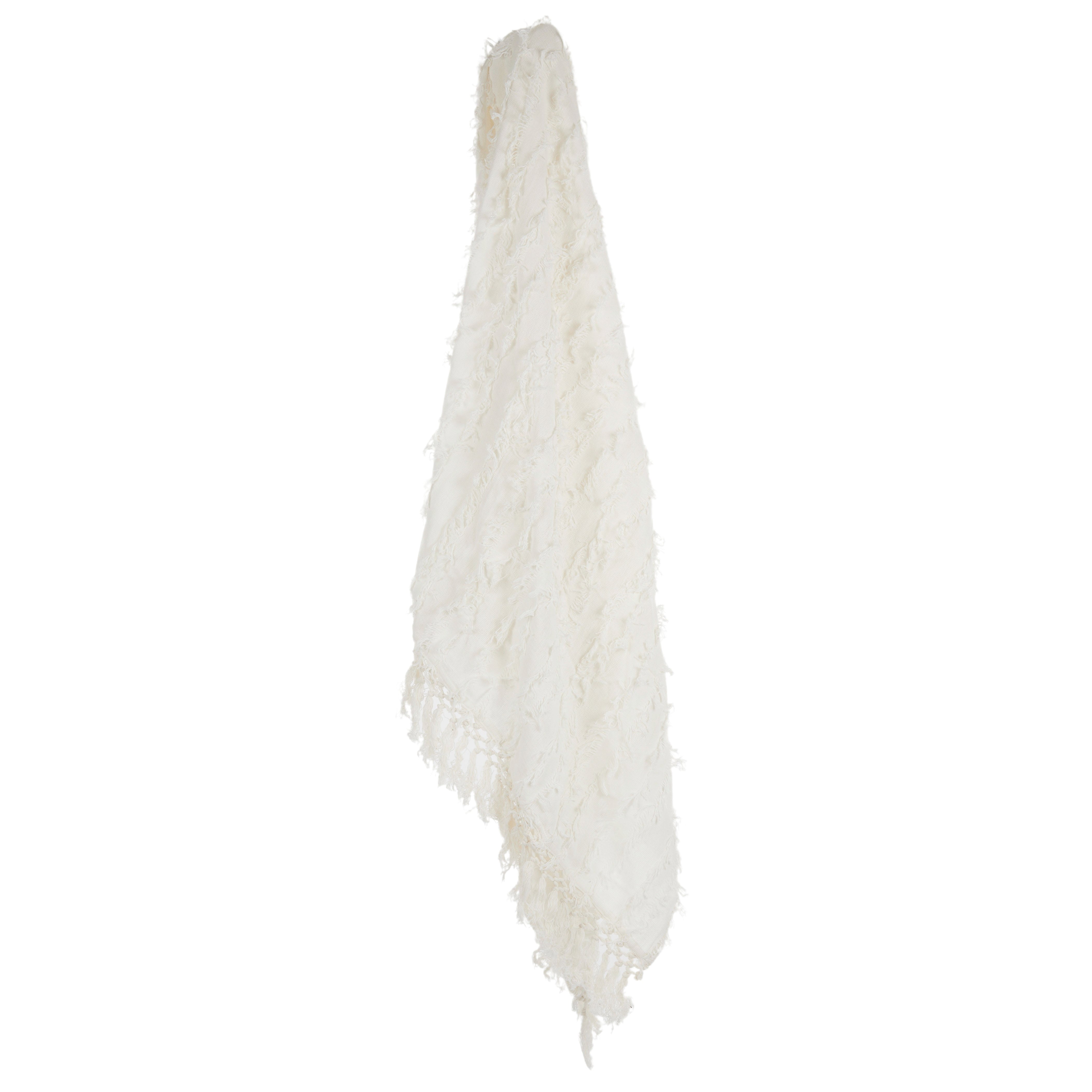 Fringe Cotton Throw - White-Soft Furnishings-Coast To Coast Home-The Bay Room