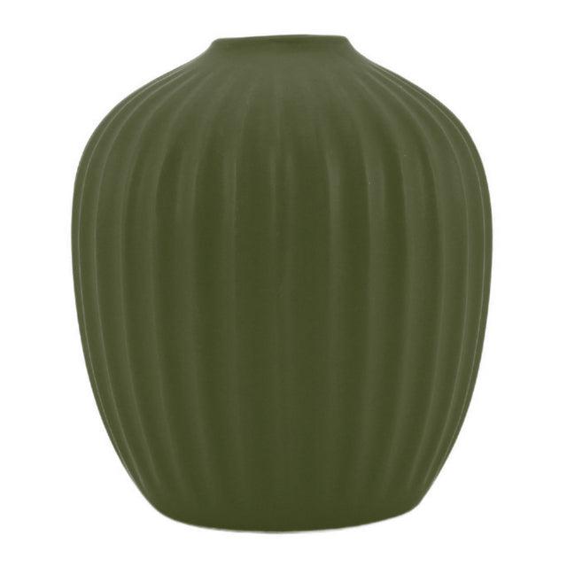 Grooved Bud Vase 11x13cm - Green-Pots, Planters & Vases-NF-The Bay Room
