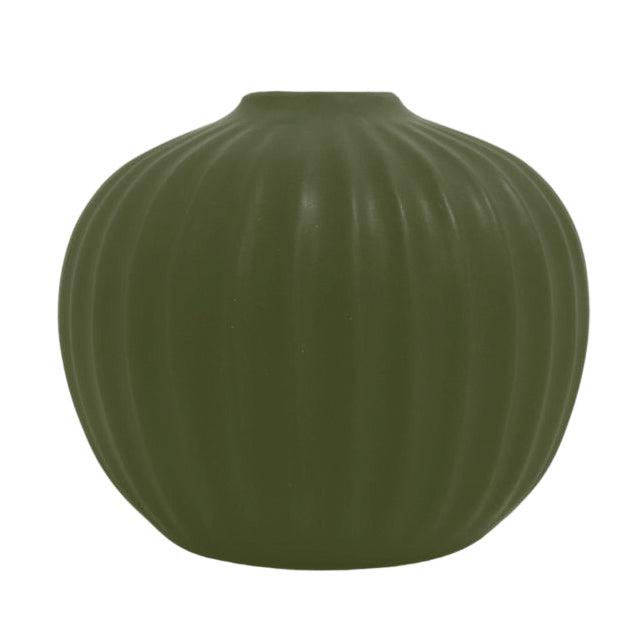 Grooved Bud Vase 12.5x11cm - Green-Pots, Planters & Vases-NF-The Bay Room