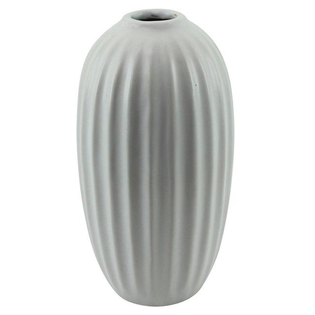 Grooved Bud Vase 9x18.5cm - White-Pots, Planters & Vases-NF-The Bay Room