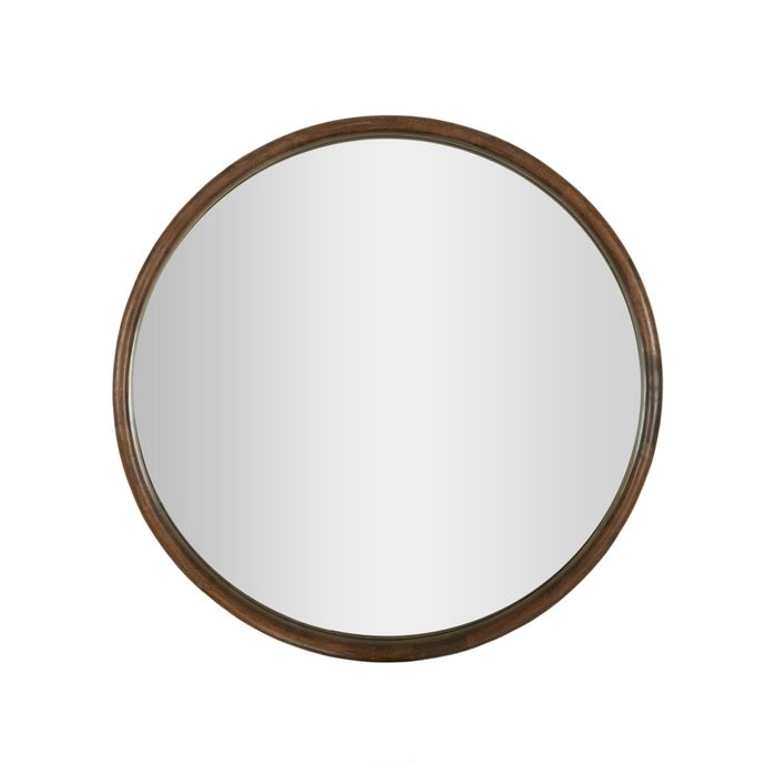 Hanrik Oak Round Mirror - Walnut-Wall Decor-Coast To Coast Home-The Bay Room