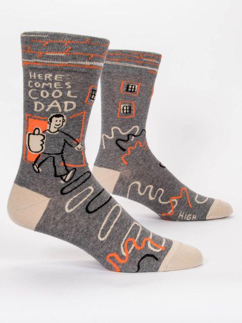 Here Comes Cool Dad Men's Crew Socks-Fun & Games-Blue Q-Men's Shoe Size 7-12-The Bay Room