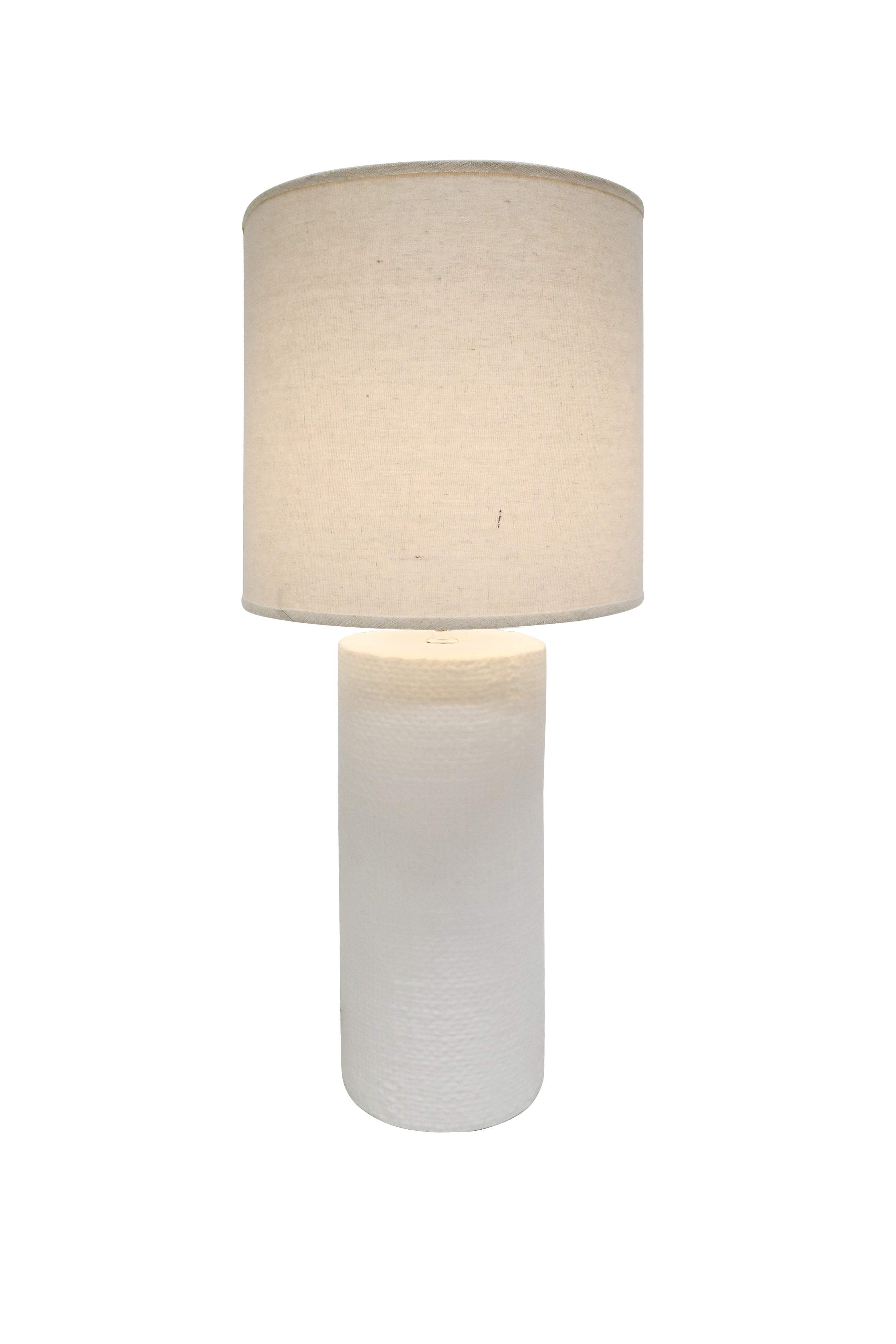 Hessian Cylinder Lamp - White-Lighting-Robert Mark-The Bay Room