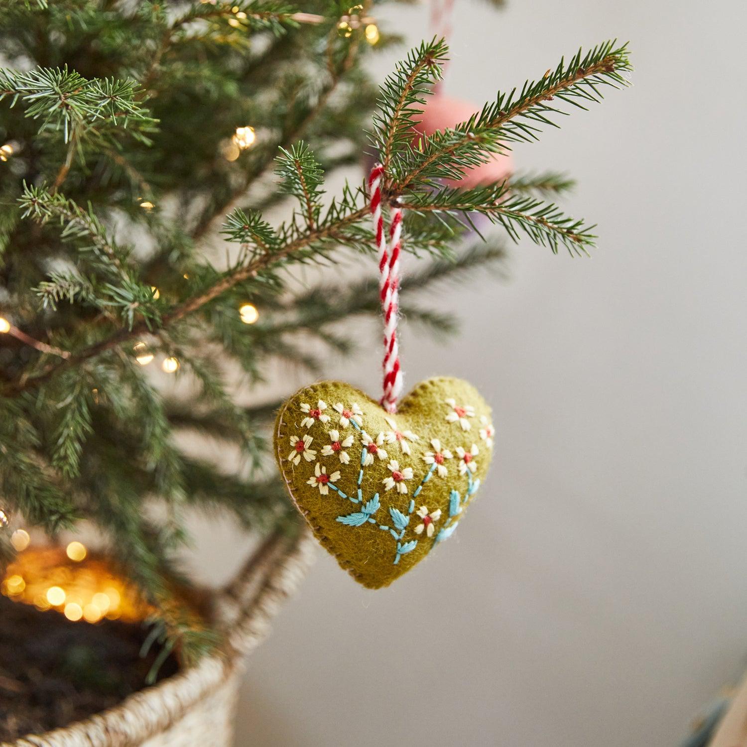 Holly Heart Felt Decoration-Christmas-Sage & Clare-The Bay Room