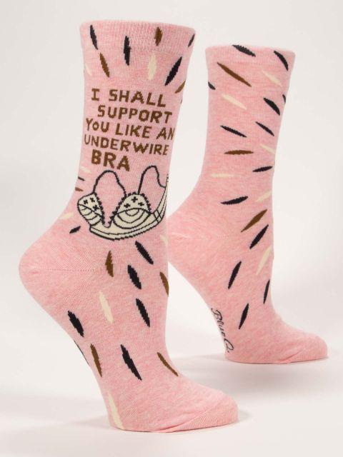 I Shall Support You Like An Underwire Bra Women's Crew Socks-Fun & Games-Blue Q-Women's Shoe Size 5-10-The Bay Room