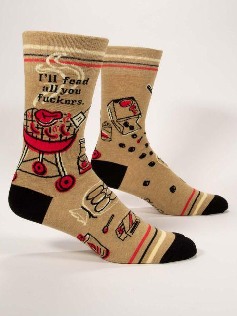 I'll Feed All You Fuckers Men's Crew Socks-Fun & Games-Blue Q-Men's Shoe Size 7-12-The Bay Room