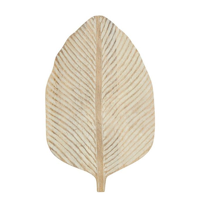 Layla Wood Leaf Plate - White Wash-Dining & Entertaining-Coast To Coast Home-The Bay Room