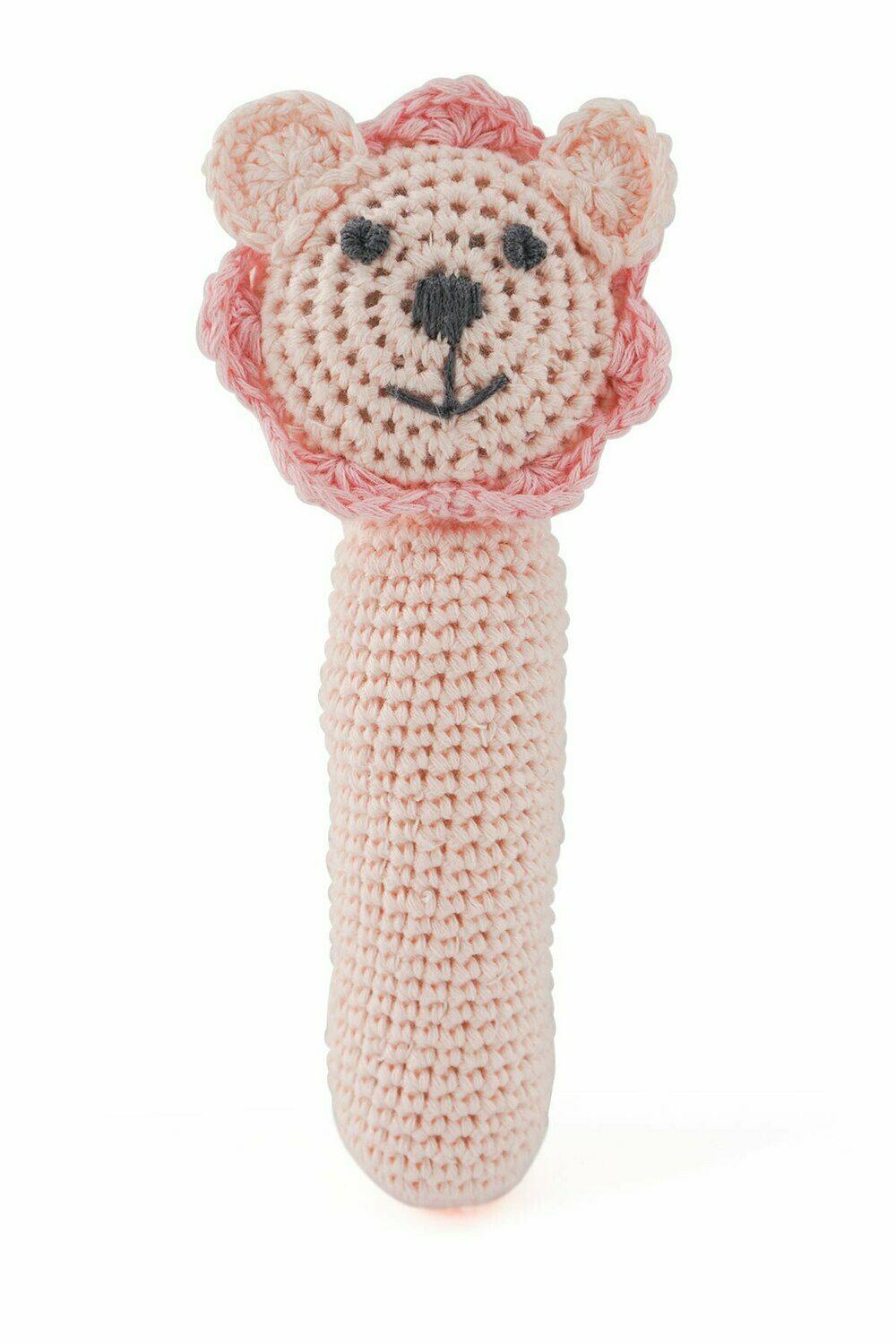 Lion Cotton Crochet Baby Rattle - Pink-Toys-Dlux-The Bay Room