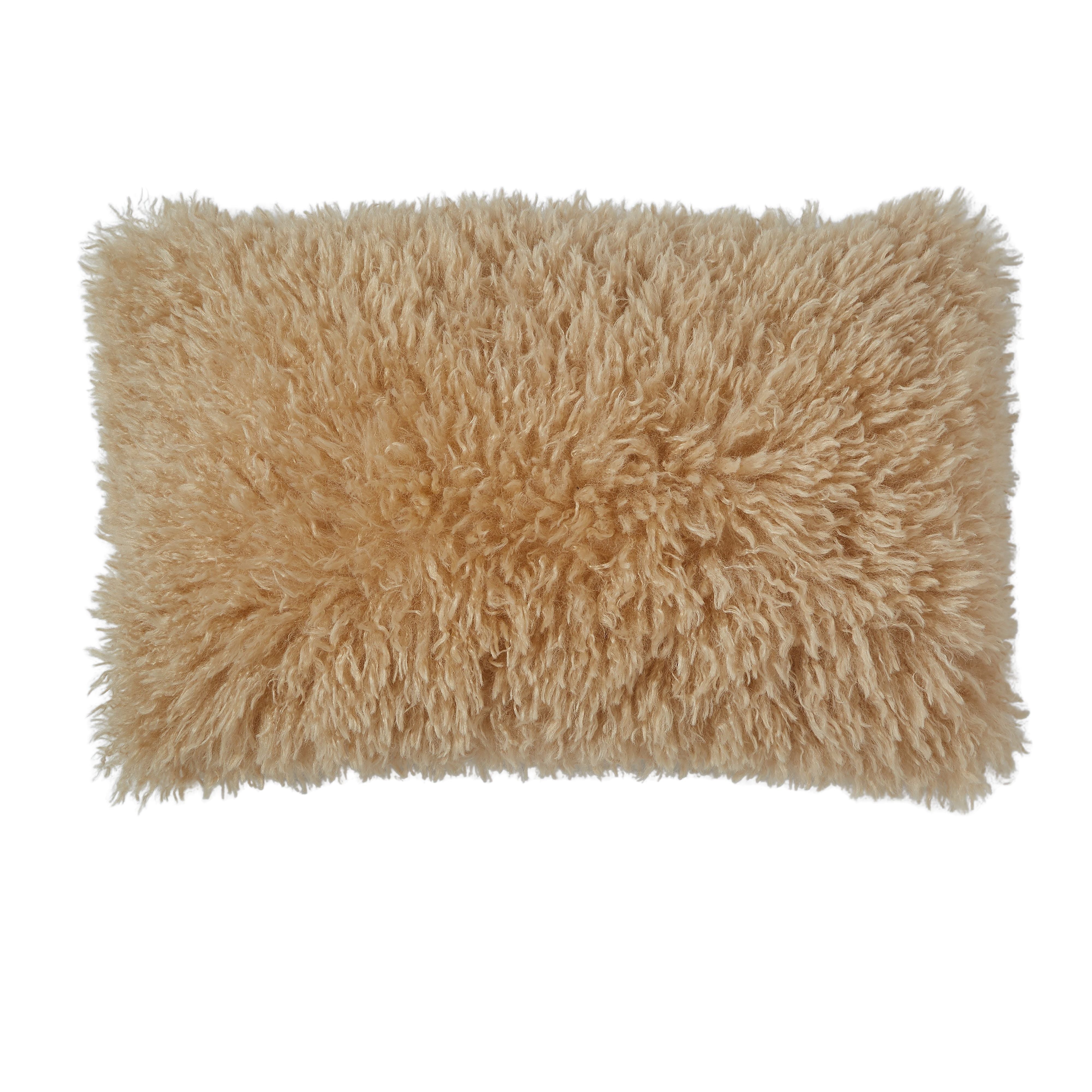 Long Faux Fur Cushion 50x30cm - Gold-Soft Furnishings-Amalfi-The Bay Room