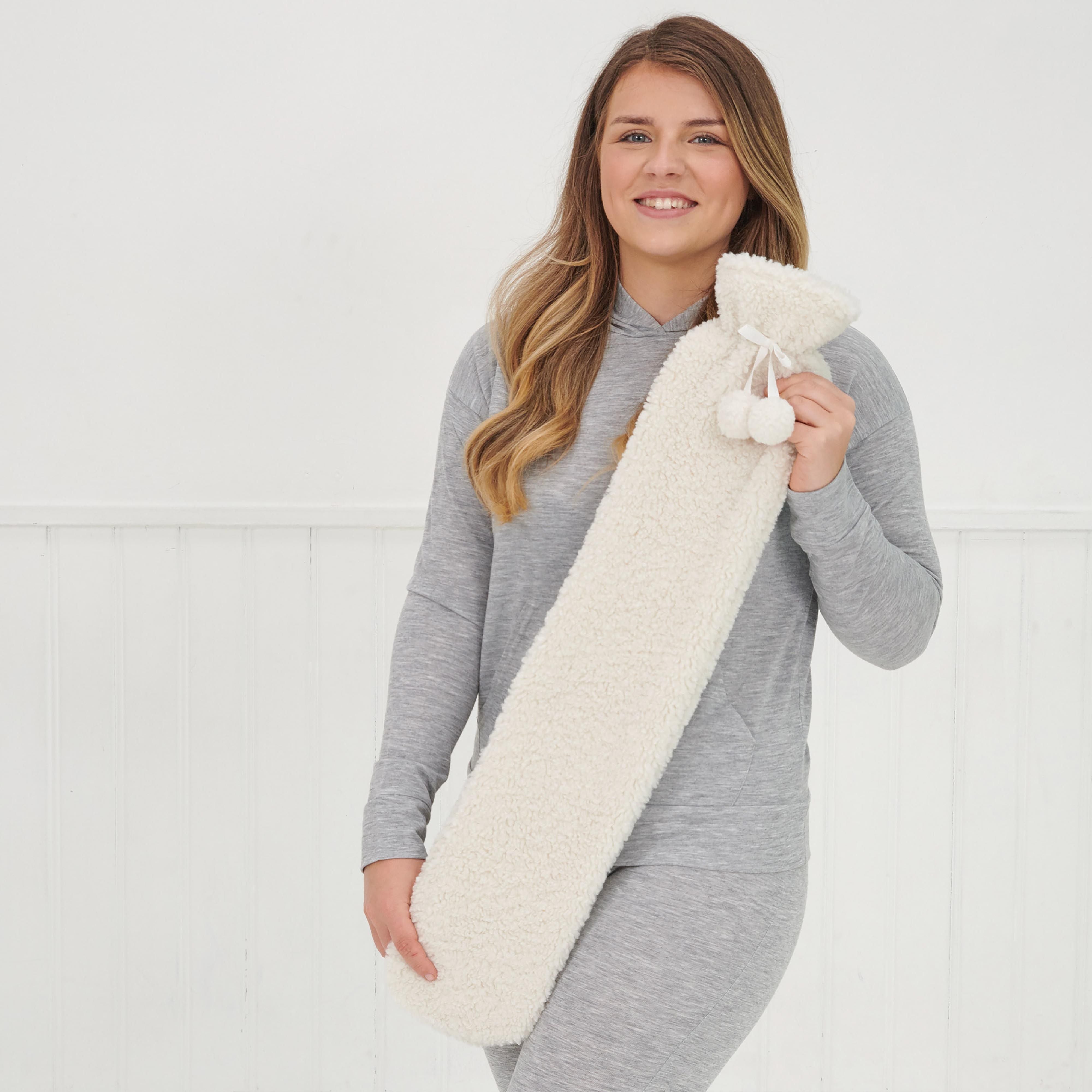 Long Hot Water Bottle - Teddy Boucle-Beauty & Well-Being-Aroma Home-The Bay Room