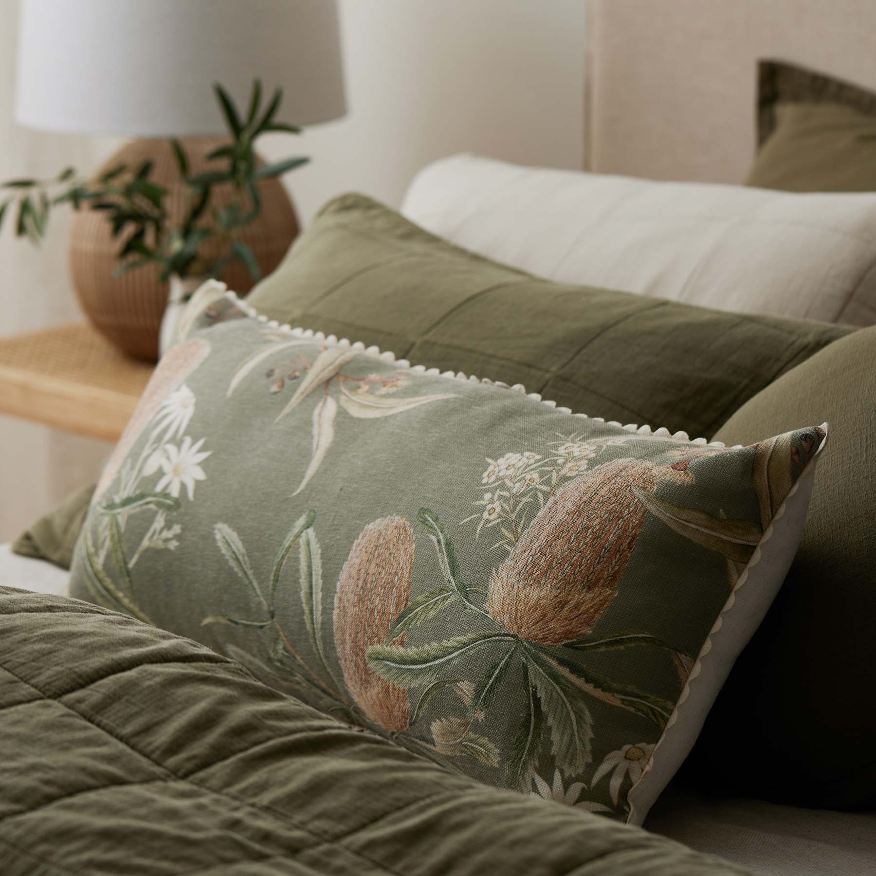 Marysville Green Cushion 35x75cm-Soft Furnishings-Madras Link-The Bay Room