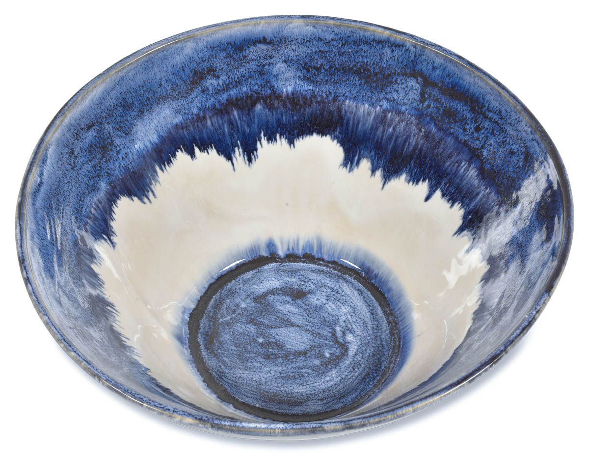 Mediterranean Ceramic Glazed Bowl - Blue/White-Dining & Entertaining-H&G Living-The Bay Room