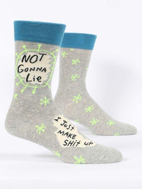 Not Gonna Lie, I Just Make Shit Up Men's Crew Socks-Fun & Games-Blue Q-The Bay Room