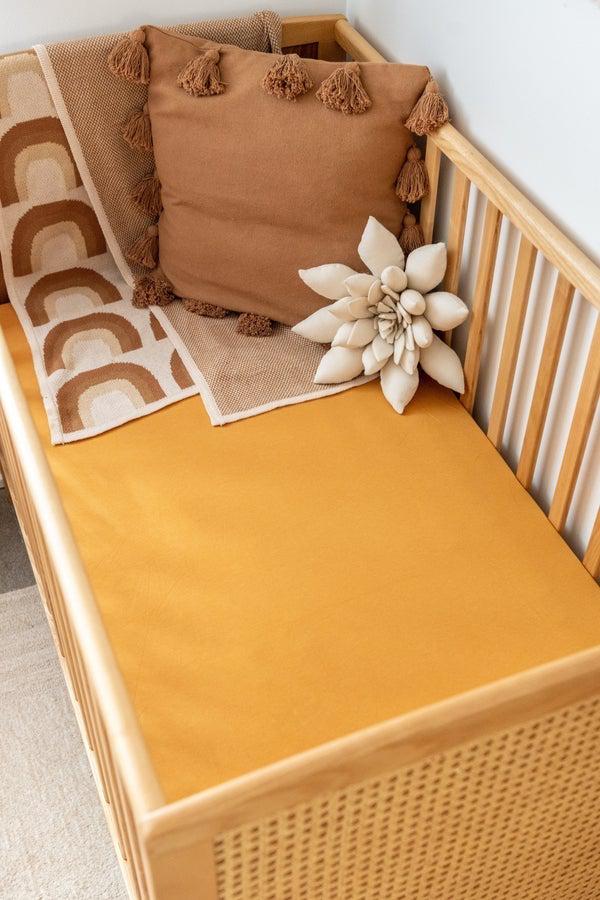 Organic Fitted Sheet - Cot - Asst Colours-Nursery & Nurture-Kiin-Caramel-The Bay Room