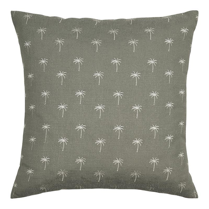Palm Tree Embroidered Sage Cushion 50x50cm-Soft Furnishings-Madras Link-The Bay Room