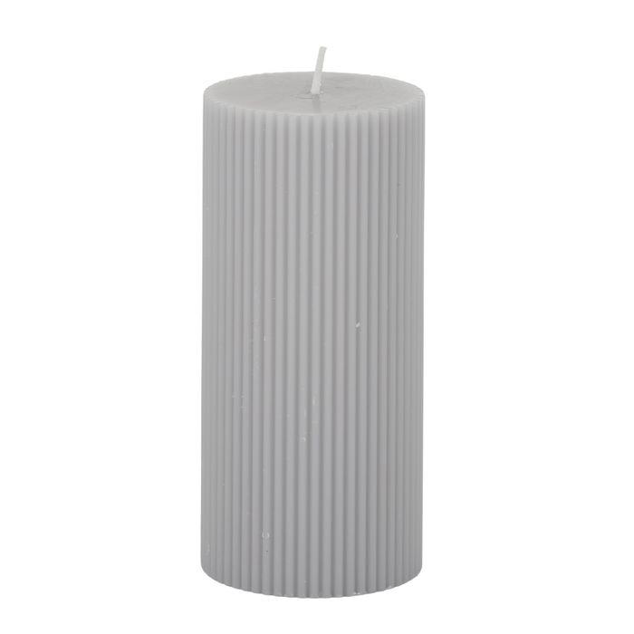 Ribbed Pillar Candle 15cm - Grey-Candles & Fragrance-Coast To Coast Home-The Bay Room