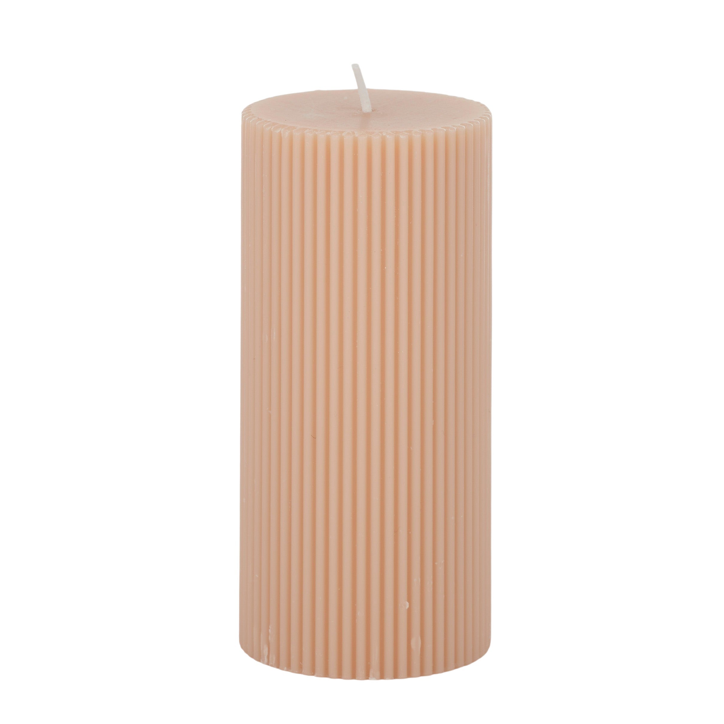 Ribbed Pillar Candle 15cm - Nude-Candles & Fragrance-Coast To Coast Home-The Bay Room