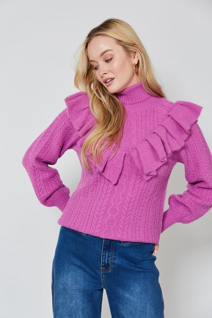 Romy Ruffle Knit - Orchid-Knitwear & Jumpers-Isle Of Mine-The Bay Room