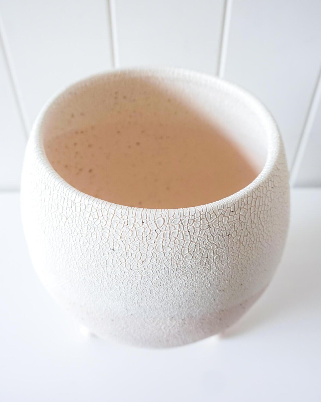 Round Footed Pot/Planter - Rosie - Medium - Off White/ Blush-Pots, Planters & Vases-Rayell-The Bay Room