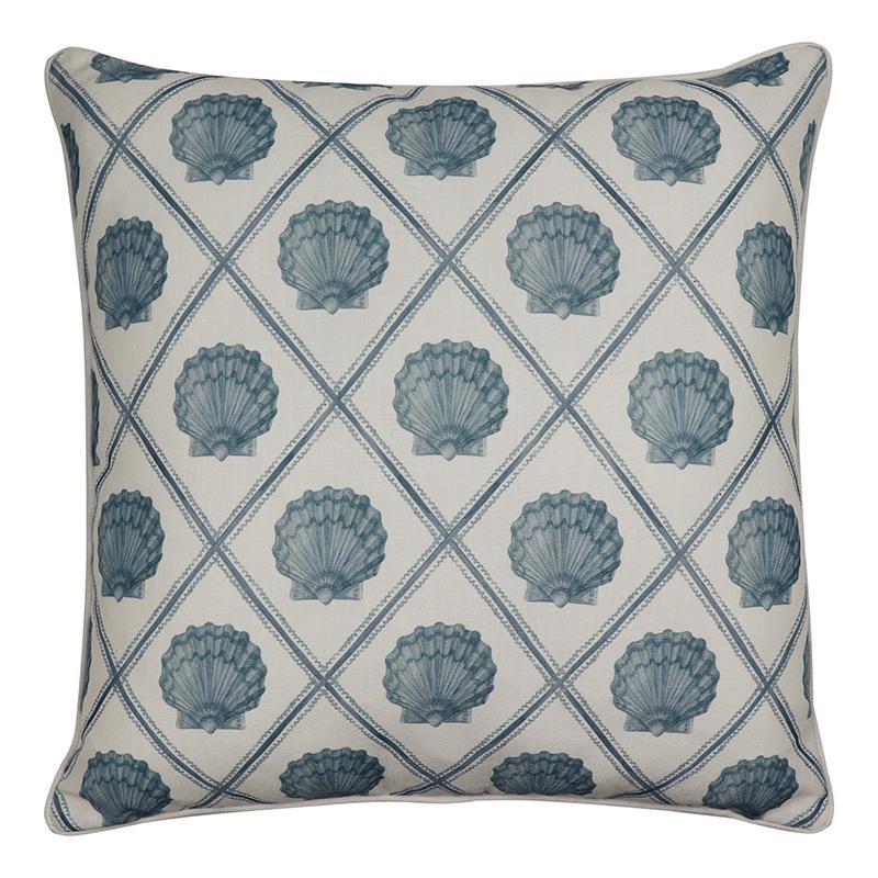 Scallop Check Blue Cushion 55x55cm-Soft Furnishings-Madras Link-The Bay Room