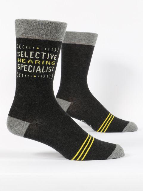 Selective Hearing Specialist Men's Crew Socks-Fun & Games-Blue Q-Men's Shoe Size 7-12-The Bay Room
