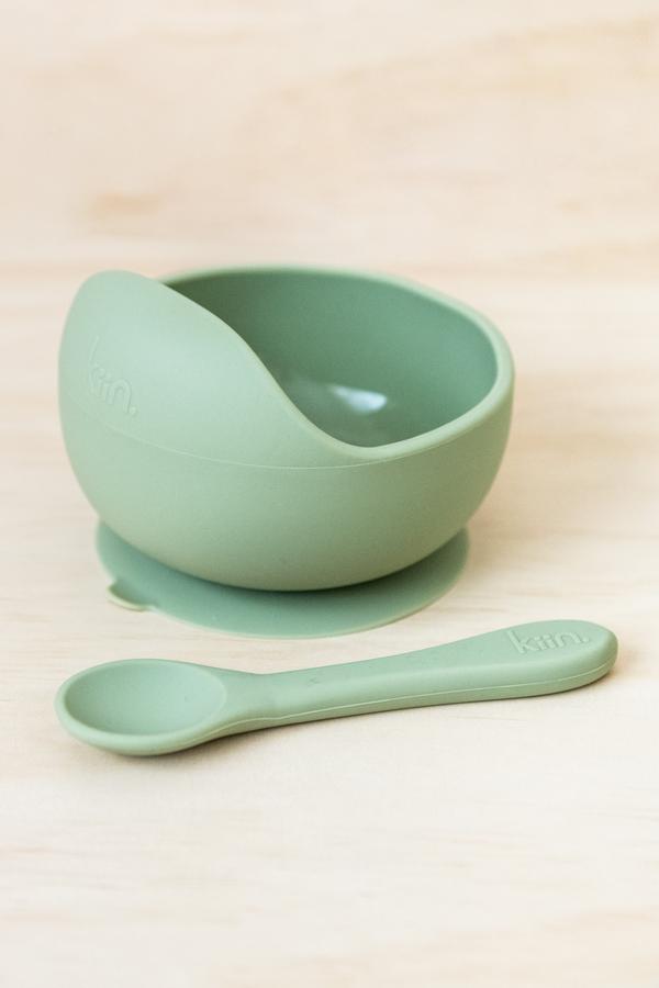 Silicone Bowl & Spoon Set - Asst Colours-Nursery & Nurture-Kiin-Sage-The Bay Room