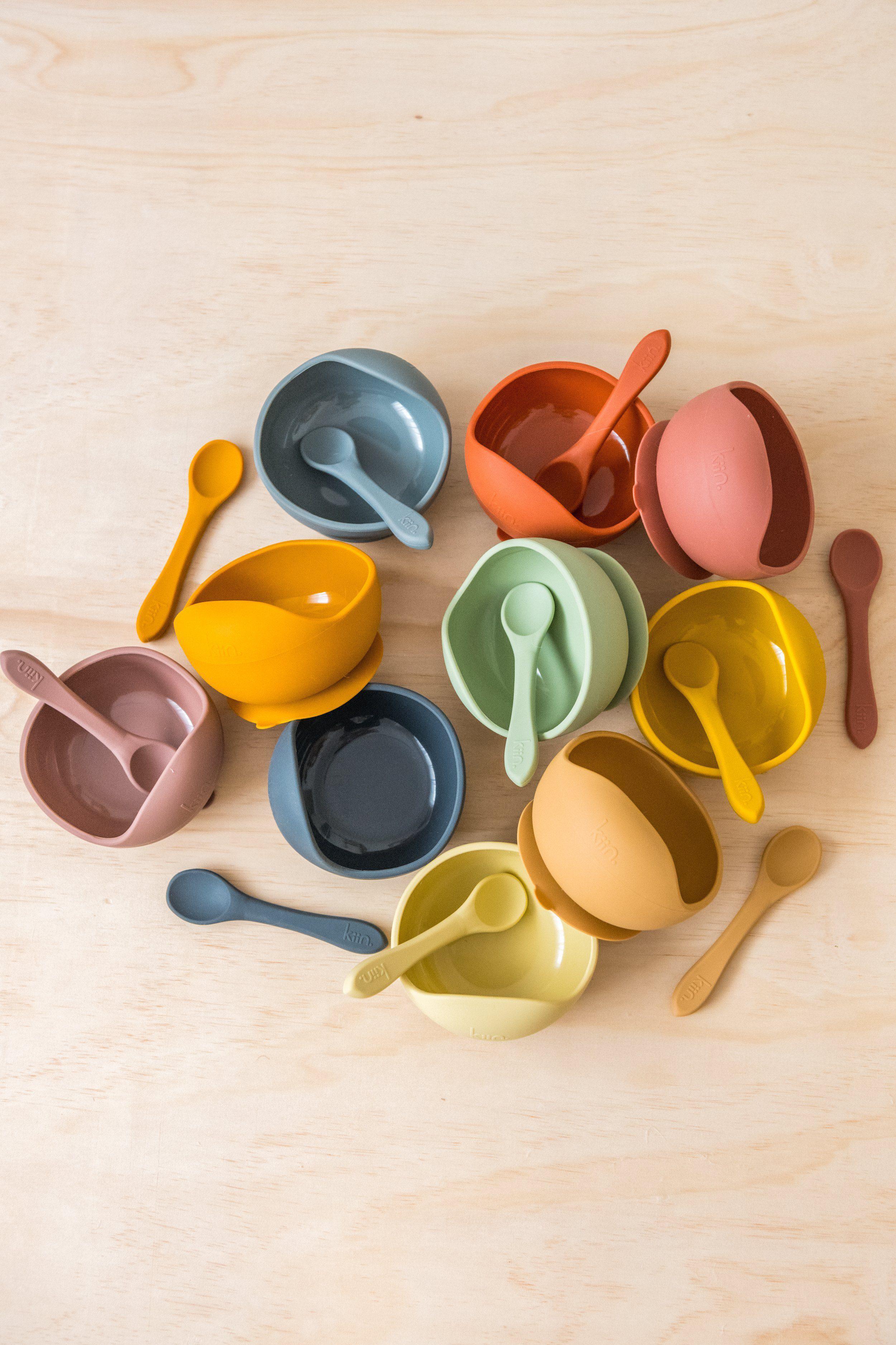 Silicone Bowl & Spoon Set - Asst Colours-Nursery & Nurture-Kiin-The Bay Room