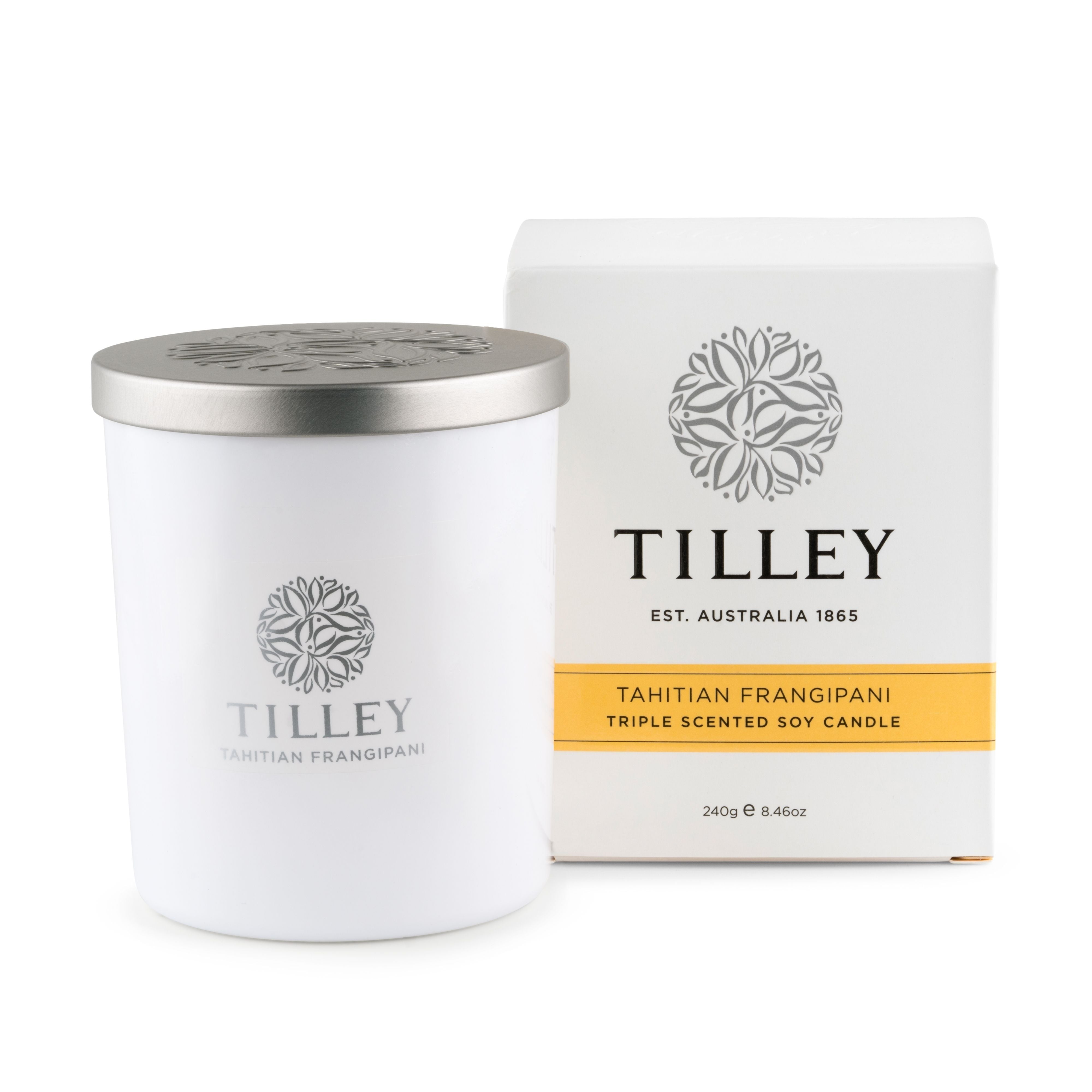 Soy Candle 240g / 45 Hour - Asst Fragrance-Candles & Fragrance-Tilley-Tahitian Frangipani-The Bay Room
