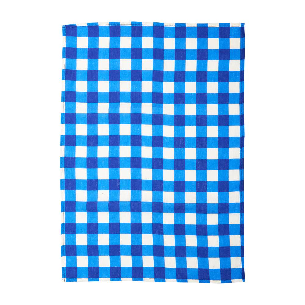 Tea Towel – Linen – Cobalt Check-Soft Furnishings-Annabel Trends-The Bay Room