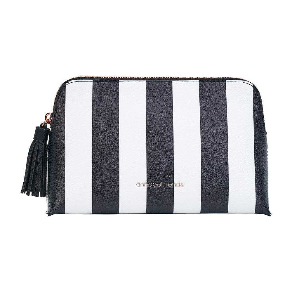 Vanity Bag – Medium - Black & White Stripe-Beauty & Well-Being-Annabel Trends-The Bay Room